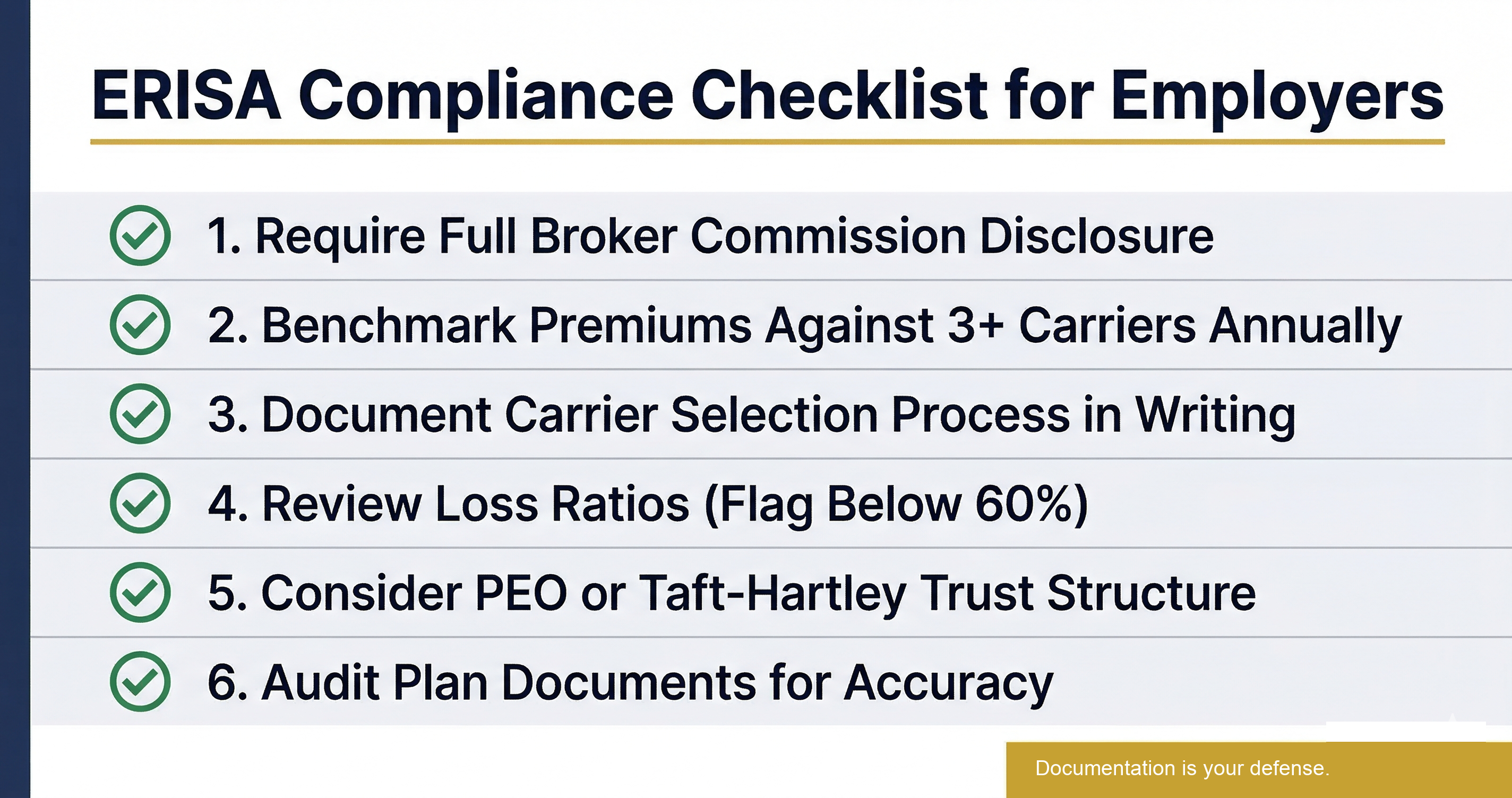 ERISA compliance checklist for employers to protect against voluntary benefits lawsuits